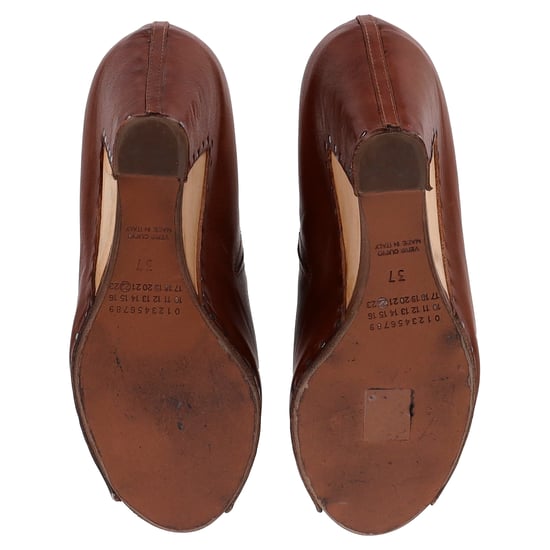 Maison Margiela Geopende Teenzool Piped Wedge in Tan Leer - Image 6