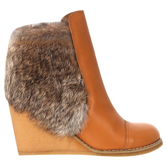 See by Chloé Wedge Enkelboots met Bontafwerking in Bruin Leer - Image 2