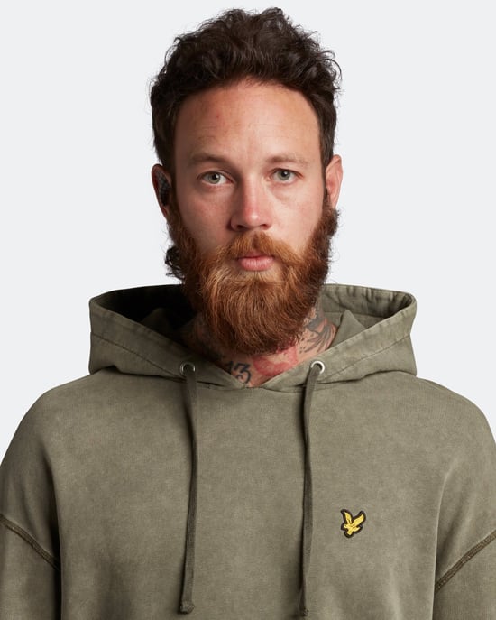 Lyle & Scott gewassen hoodie in olijfgroen - Image 5