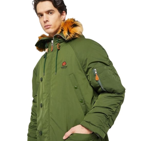 Kenzo gewatteerde parka donker kaki groene jas - Image 5