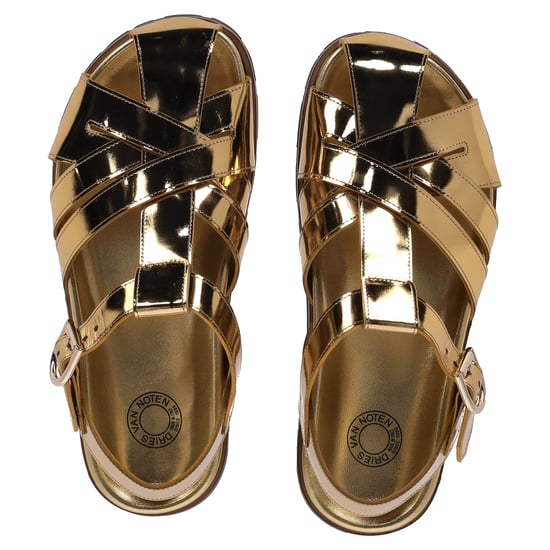 Dries Van Noten visserssandalen in metallic goudkleurig leer - Image 5