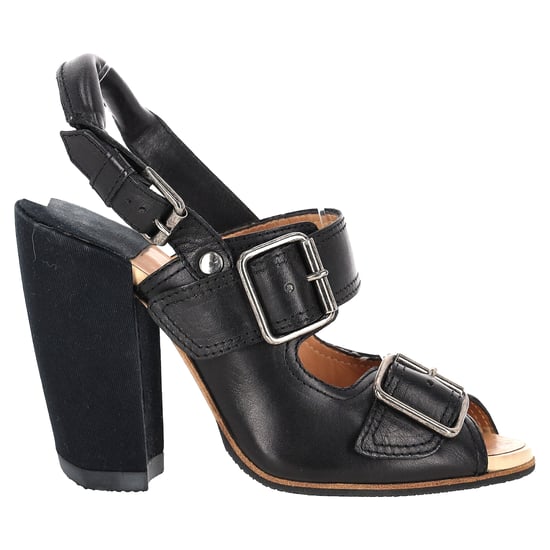 Dries Van Noten pumps met gespband en blokhak in zwart leer - Image 2