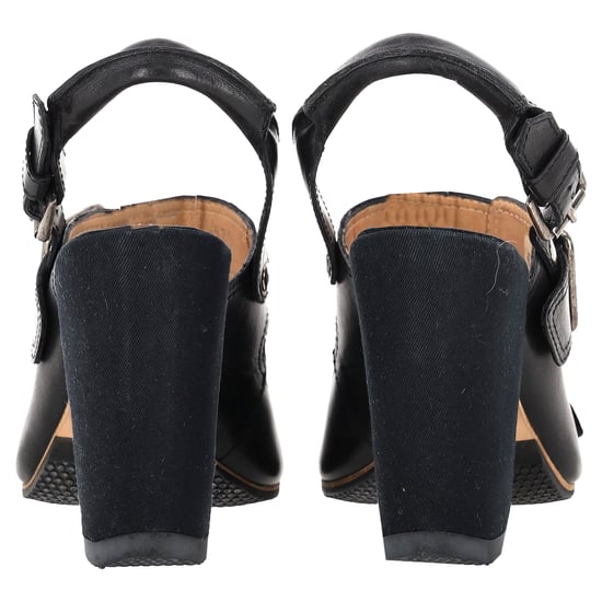 Dries Van Noten pumps met gespband en blokhak in zwart leer - Image 3