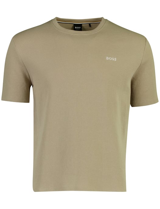 T-shirt BOSS black ronde hals beige waffel textuur - Image 1