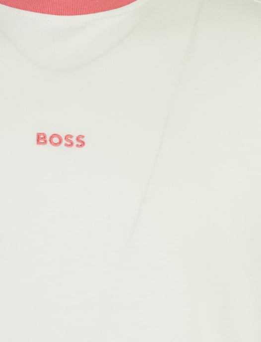 BOSS T-shirt wit roze katoen wijde fit - Image 4