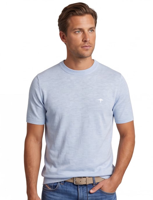 Gebreid t-shirt Fynch Hatton lichtblauw - Image 1