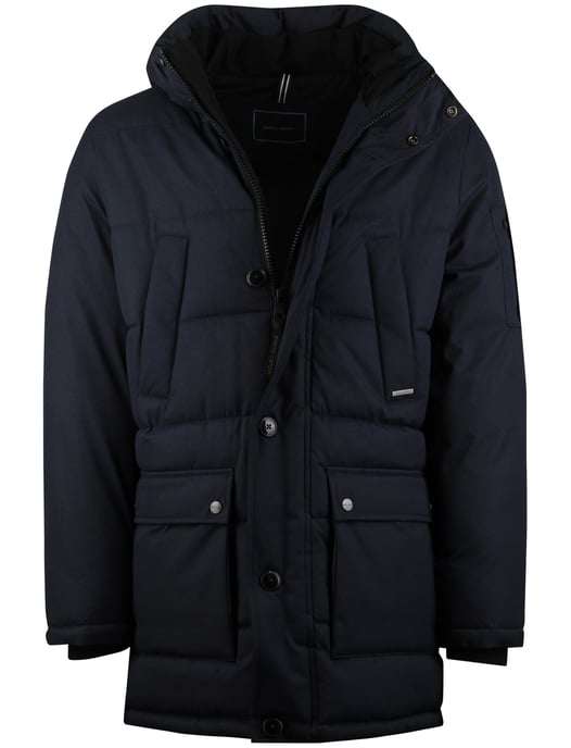 Winterjas Pierre Cardin donkerblauw normale fit met capuchon - Image 1
