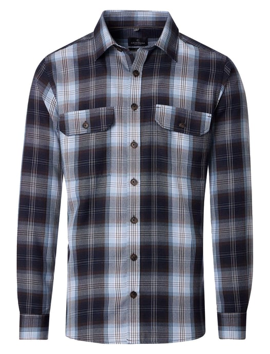 Donkerblauw geruit overshirt Casa Moda knoop sluiting - Image 1