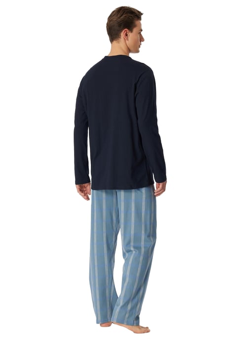 Schiesser blauwe pyjama geruit katoen - Image 2