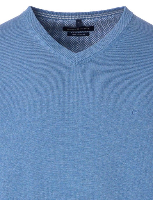 Casa Moda trui v-hals blauw effen wijde fit katoen - Image 3