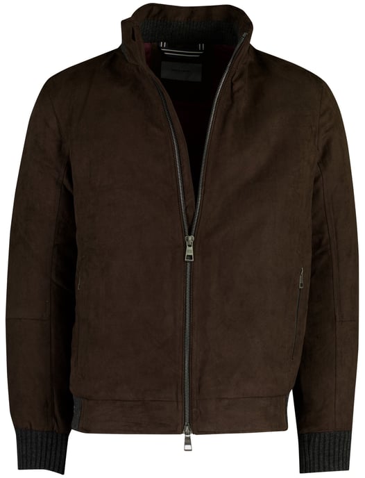 Bruine suede look tussenjas Pierre Cardin met boord gevoerd - Image 1