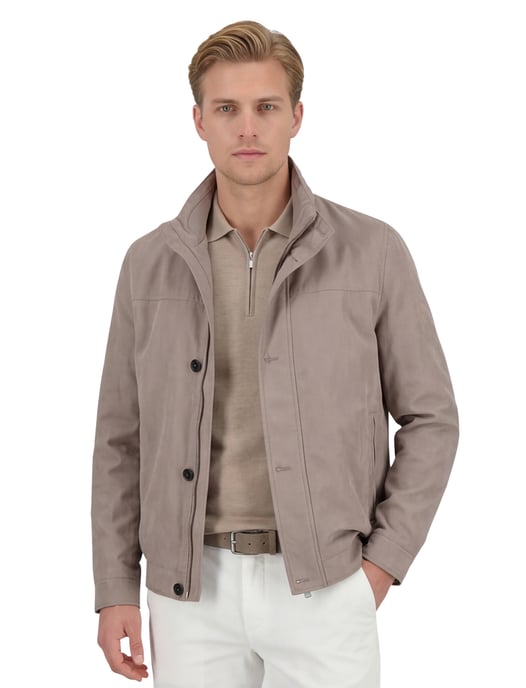 Zomerjas Bugatti wijde fit beige knopen en rits - Image 1