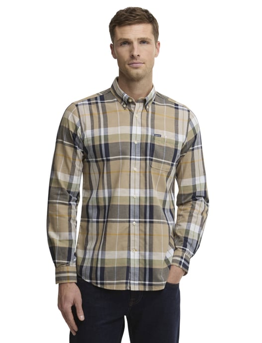 Gestreept overhemd Barbour Tailored Fit beige met borstzak - Image 1