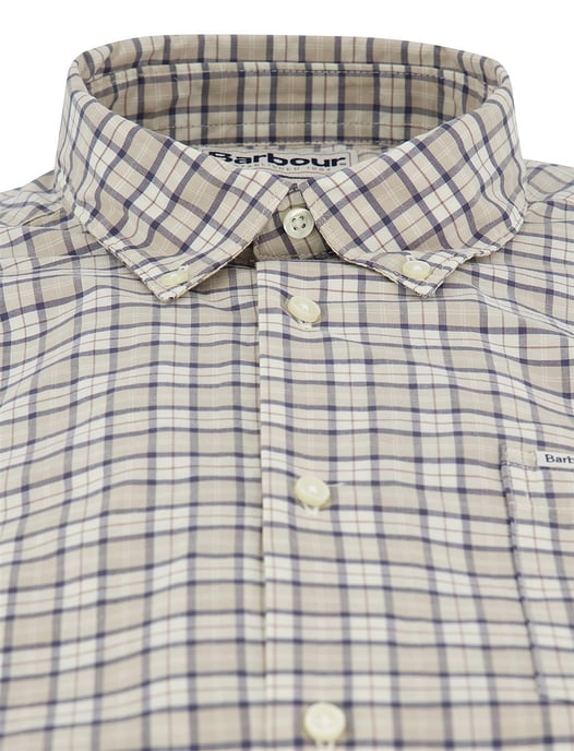 Geruit overhemd Barbour Tailored Fit beige met borstzak - Image 3