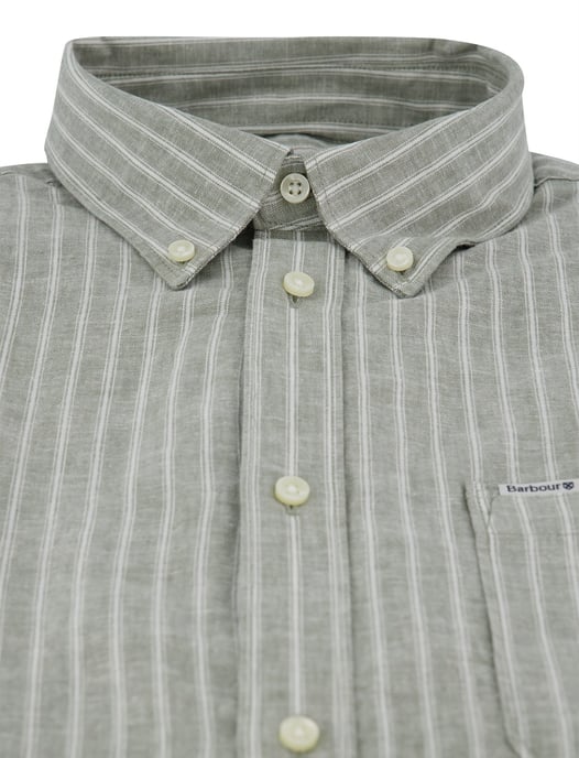 Overhemd groen gestreept linnen Barbour Tailored fit - Image 3