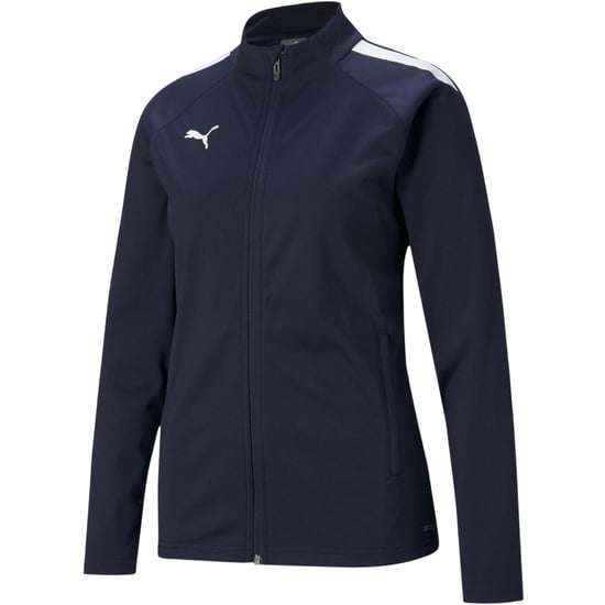 Puma Dames-trainingsjack met gestructureerde pasvorm en streepjesdetail uit de Liga-collectie (Peacoat/Wit) - Image 1