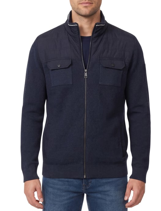 katoenen Casa Moda vest donkerblauw borstzakken wijde fit - Image 1