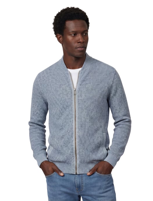 Vest Casa Moda normale fit lichtblauw met rits gebreid - Image 1