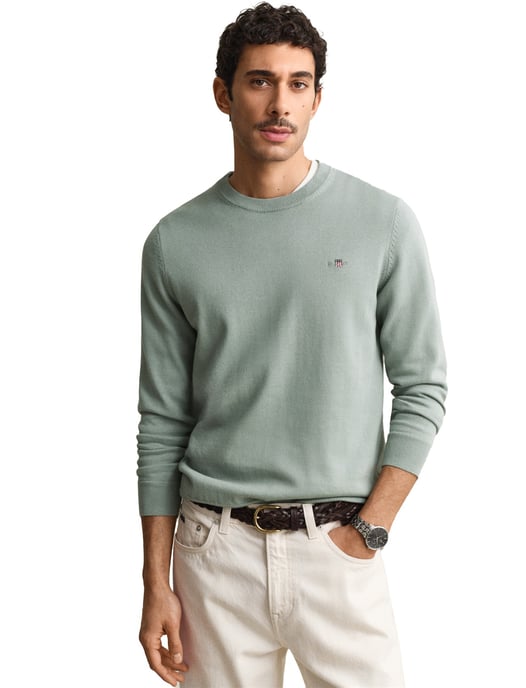Trui turquoise Gant normale fit ronde hals - Image 1