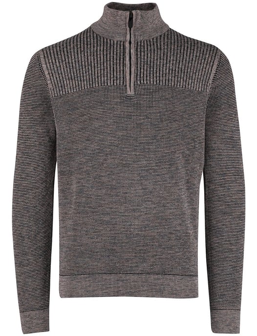 Half zip trui Casa Moda grijs structuur - Image 3