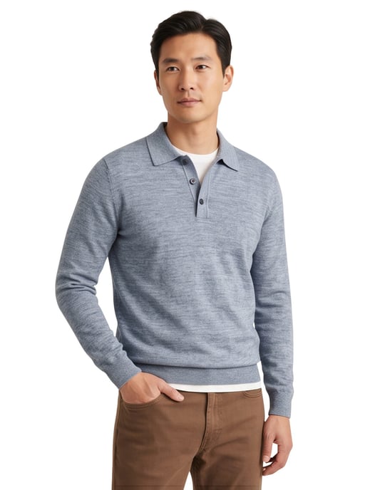 Poloshirt Profuomo grijs normale fit gemeleerd - Image 1