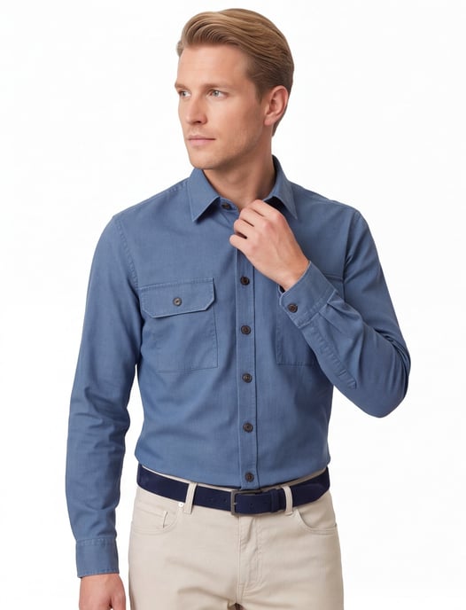Casa Moda Casual Fit overshirt blauw wijde fit katoen - Image 1
