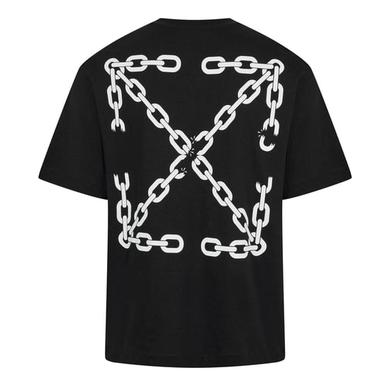 Off White Heren-T-shirt met kettingprint (Zwart) - Image 2