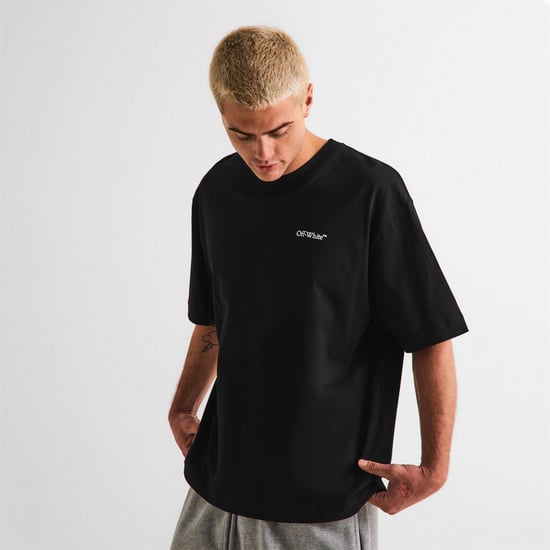 Off White Heren-T-shirt met kettingprint (Zwart) - Image 3