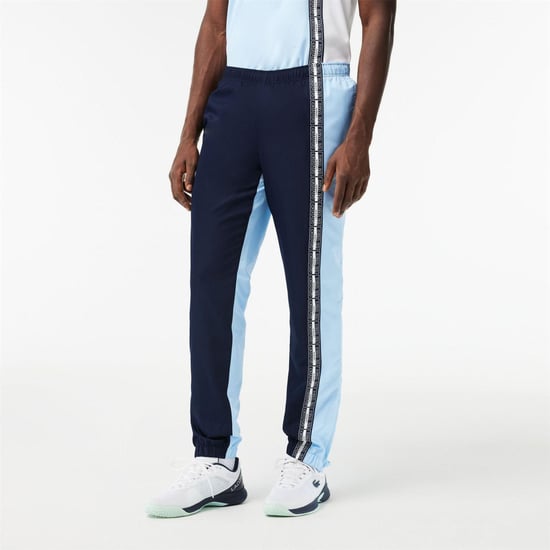 Lacoste Slanke trainingsbroek voor heren met kleurblokken (Marineblauw) - Image 1