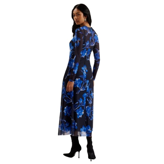 Ted Baker Rozeen Mesh Midi-jurk Met Lange Mouwen En Print In Blauw - Image 3
