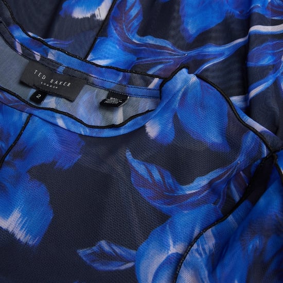 Ted Baker Rozeen Mesh Midi-jurk Met Lange Mouwen En Print In Blauw - Image 5