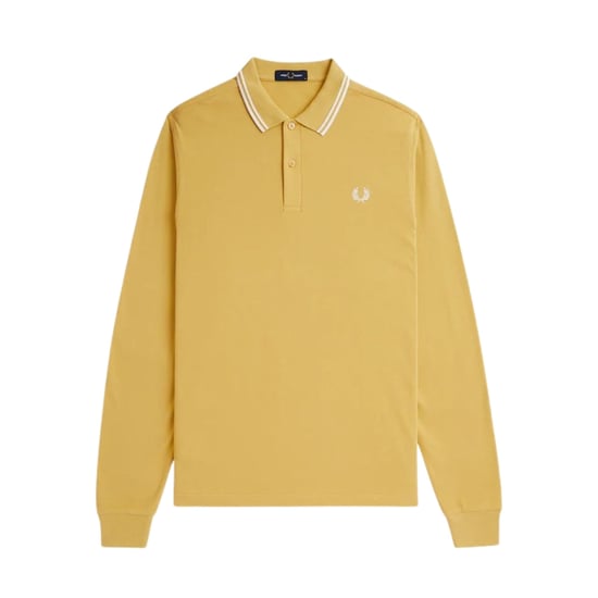Fred Perry Zwarte Polo Met Dubbele Kraag En Honingraatpatroon En Lange Mouwen - Image 1