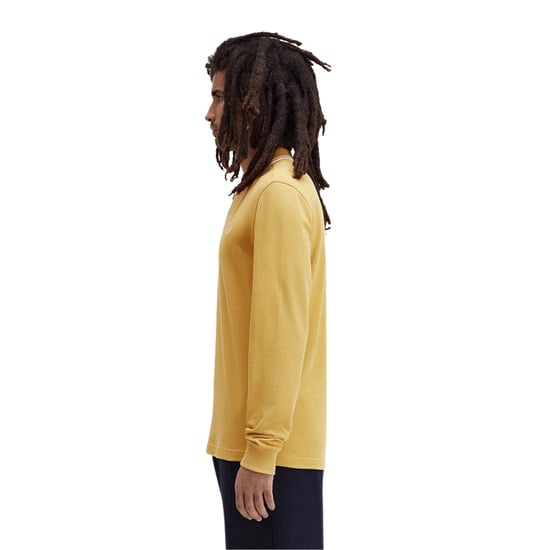 Fred Perry Zwarte Polo Met Dubbele Kraag En Honingraatpatroon En Lange Mouwen - Image 4