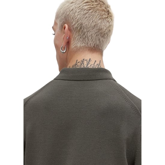 Fred Perry Effen Veldgroene Gebreide Polo Met Lange Mouwen - Image 4