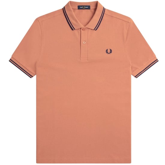 Fred Perry Poloshirt Met Dubbele Bies In Lichtroestbruine Kleur - Image 1