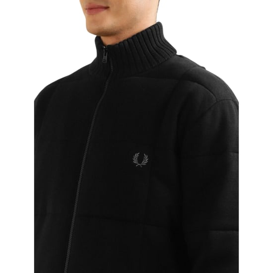 Fred Perry Gewatteerde Gebreide Zwarte Jas - Image 4