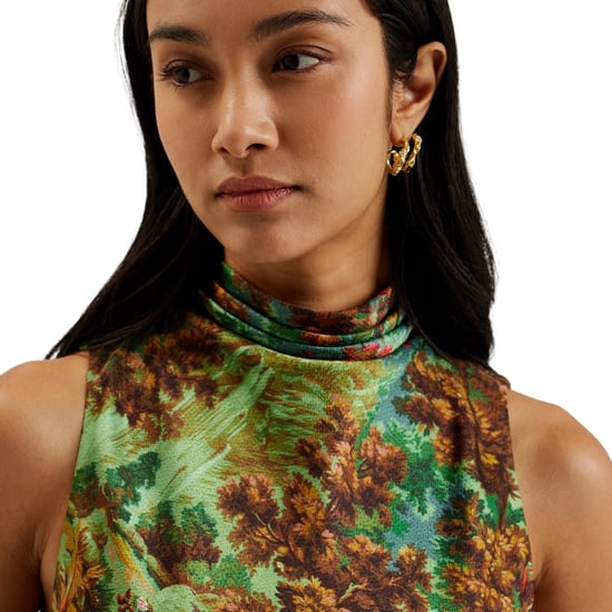 Ted Baker Eyva Bedrukte Midi-slipjurk Met Colkraag In Groen - Image 4