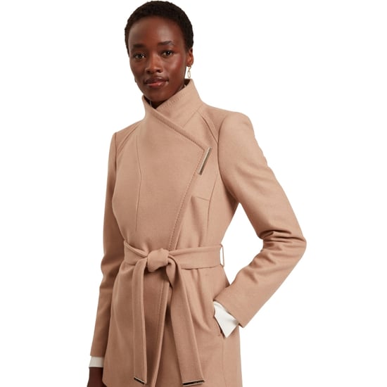 Ted Baker Ross Korte Wollen Wikkeljas Met Riem In Camelkleur - Image 2
