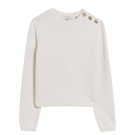Ted Baker Janha Rose Button Crew Neck Long Sleeve Ivory Jumper - Image 1