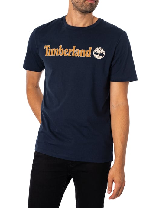 Timberland Lineair Logo-T-Shirt, Blauw - Image 2