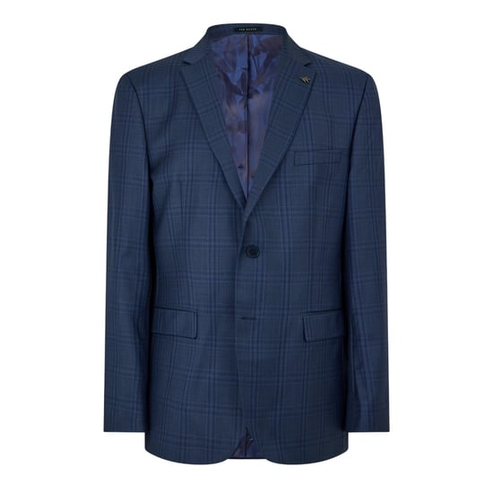 Ted Baker Herenpakjasje met geruite stof en V-hals (Donkerblauw) - Image 1
