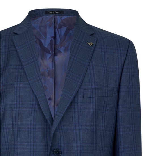 Ted Baker Herenpakjasje met geruite stof en V-hals (Donkerblauw) - Image 3