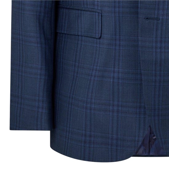 Ted Baker Herenpakjasje met geruite stof en V-hals (Donkerblauw) - Image 4