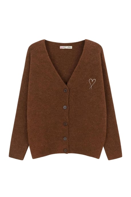 Oversized Gebreide Cardigan met Hartdetail - Image 1