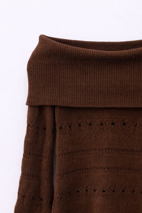 Off-shoulder Gerepte Trui met Uitsnijdingen - Image 2