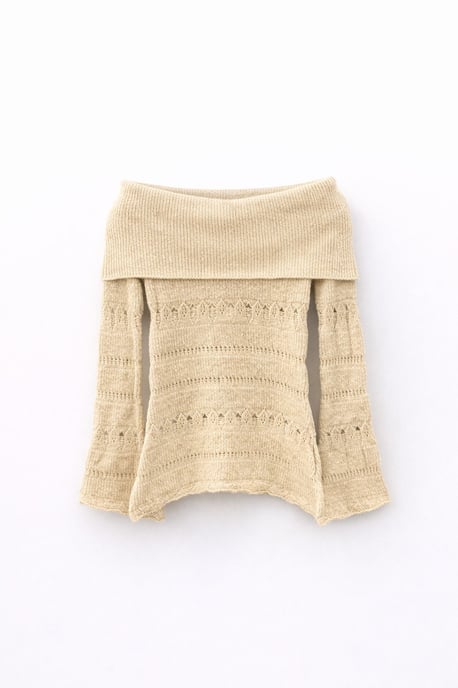 Off-shoulder Gerepte Trui met Uitsnijdingen - Image 1