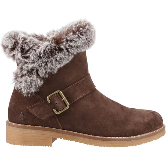 Hush Puppies Hannah Suede Dames Chocolade Brede Pasvorm Winter Enkellaarzen - Image 5