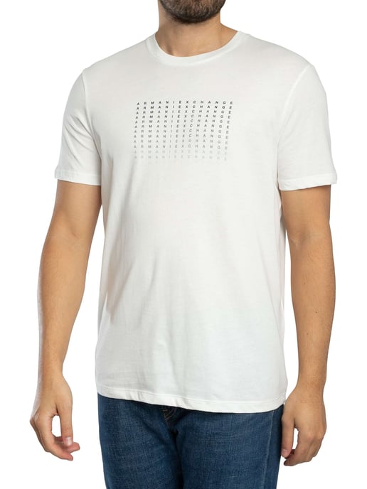 Armani Exchange Slim Brand Repeat Graphic T-Shirt, Wit - Image 1