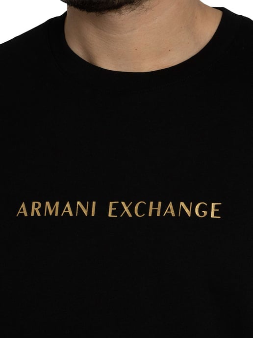 Armani Exchange T-Shirt Met Middenlogo, Zwart - Image 4