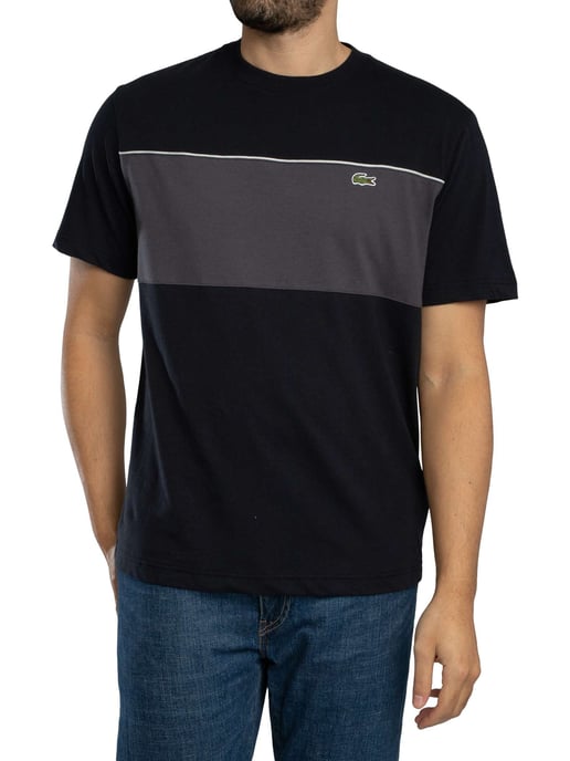 Lacoste Katoenen T-Shirt Met Kleurblokken, Zwart - Image 1
